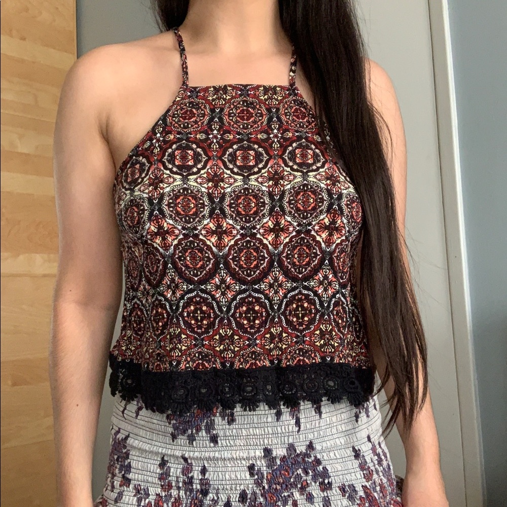 Pacsun Twist Open Back Lace Knit Crop Top